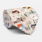 Gemütliches Winterdorf-Szenenmuster Krawatte (Gerollt)