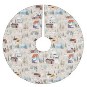 Gemütliches Winterdorf-Szenenmuster Polyester Weihnachtsbaumdecke (Vorderseite)