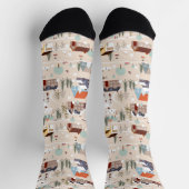 Gemütliches Winterdorf-Szenenmuster Socken (Oben)