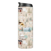 Gemütliches Winterdorf-Szenenmuster Thermosbecher (Nach rechts gedreht)