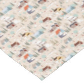 Gemütliches Winterdorf-Szenenmuster Tischdecke (Schrägansicht)