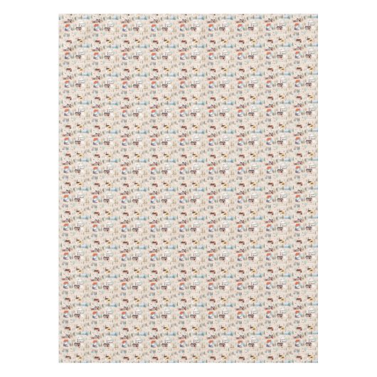 Gemütliches Winterdorf-Szenenmuster Tischdecke (Vorderseite)