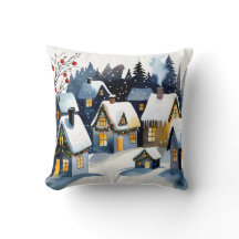 Gemütliches Winterdorf Wasserfarben Weihnachten