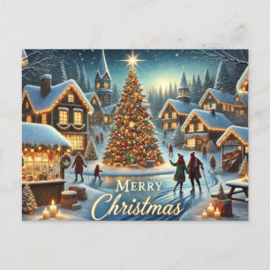 Gemütliches Winterdorf Weihnachten Postkarte