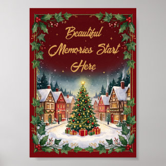Gemütliches Winterdorf Weihnachtsposter Poster