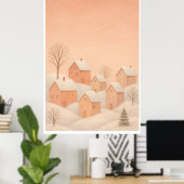 Gemütliches Winterdorfposter Poster (Heimbüro)