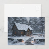 Gemütliches Winterhäuschen im Wald Postkarte (Vorne/Hinten)