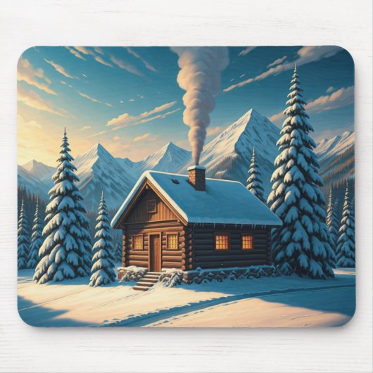 Gemütliches Winterkabine-Mouse-Polster Mousepad (Vorne)
