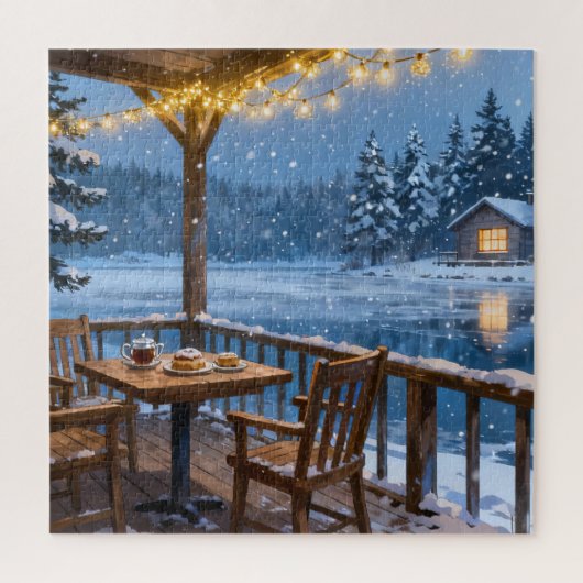 Gemütliches Winterlake-Puzzle Puzzle (Vertikal)