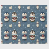 Gemütliches Wintermaskottchen-Muster Plüschpinguin Geschenkpapier (Flach)