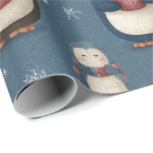 Gemütliches Wintermaskottchen-Muster Plüschpinguin Geschenkpapier (Rolleneckpunkt)