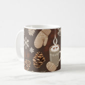 Gemütliches Wintermuster-Minimalistische Ästhetik- Kaffeetasse (Vorderseite Links)