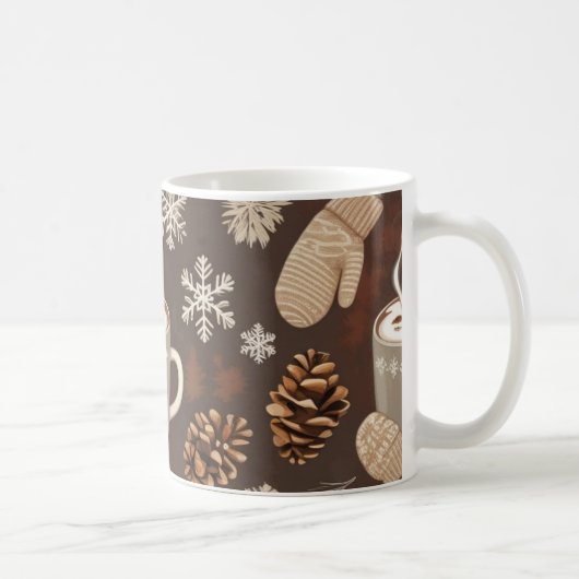 Gemütliches Wintermuster-Minimalistische Ästhetik- Kaffeetasse (Rechts)