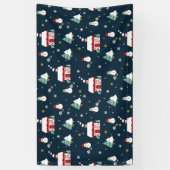 Gemütliches Winternachtsdorf und Snowmen Banner (Vertikal)