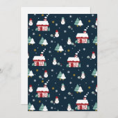 Gemütliches Winternachtsdorf und Snowmen Dankeskarte (Vorne/Hinten)