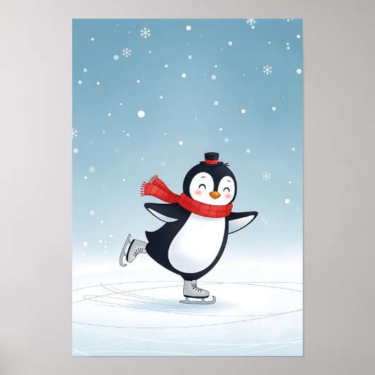 Gemütliches Winterpenguin Kinderzimmer Kunst, Dich Poster (Vorne)