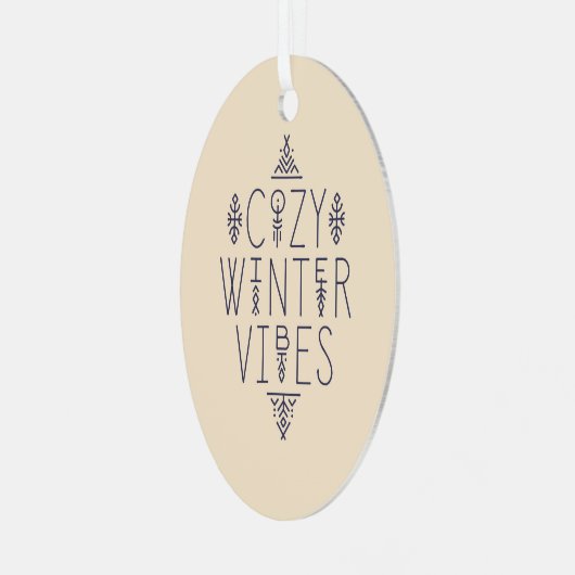 Gemütliches Wintervibes Design Ornament Aus Metall (Vorderseite links)