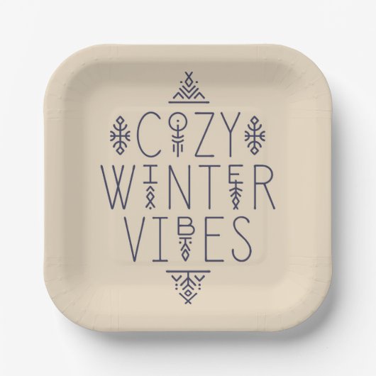 Gemütliches Wintervibes Design Pappteller (Vorderseite)