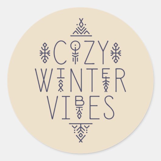 Gemütliches Wintervibes Design Runder Aufkleber (Vorderseite)