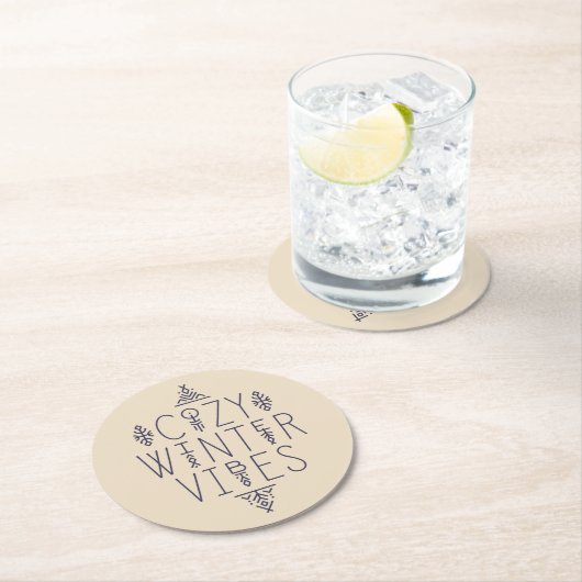 Gemütliches Wintervibes Design Runder Pappuntersetzer (Vor Ort)