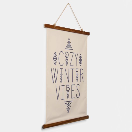 Gemütliches Wintervibes Design Wandteppich Mit Holzrahmen (Gewinkelt)