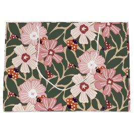 Gemütliches Woodland Ladybugs & Wildblume Earthy C Große Geschenktüte