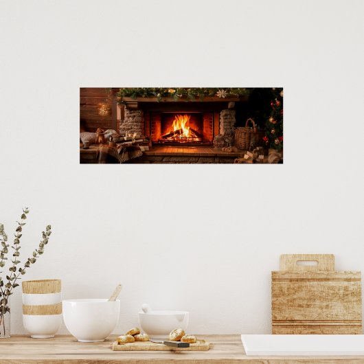 Gemütliches Zuhause-Fireplace-Szenario Poster (Küche)
