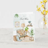 Gemütliches Zuhause-Interieur mit Pflanze Karte (Gelbe Blume)