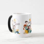 Gemütliches Zuhause-Lesen von Büchern mit Cat Verwandlungstasse (Vorderseite Links)