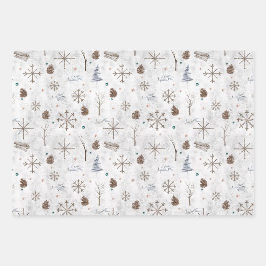 Gemütliches Zuhause Pink/Aquamarin Twig & Pinecone Geschenkpapier Set (Vorderseite 3)