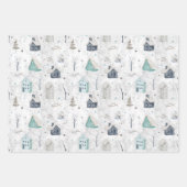 Gemütliches Zuhause Pink/Aquamarin Twig & Pinecone Geschenkpapier Set (Vorderseite 2)