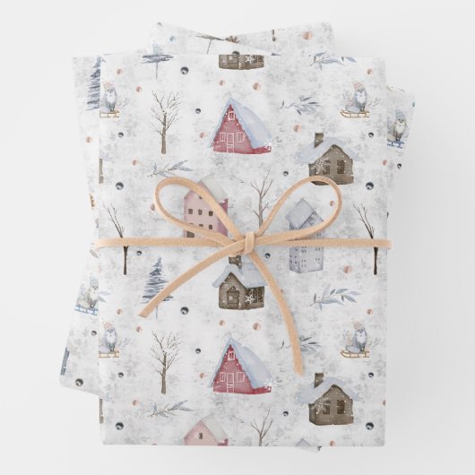 Gemütliches Zuhause Pink/Aquamarin Twig & Pinecone Geschenkpapier Set (Beispiel)