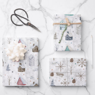 Gemütliches Zuhause Pink/Aquamarin Twig & Pinecone Geschenkpapier Set