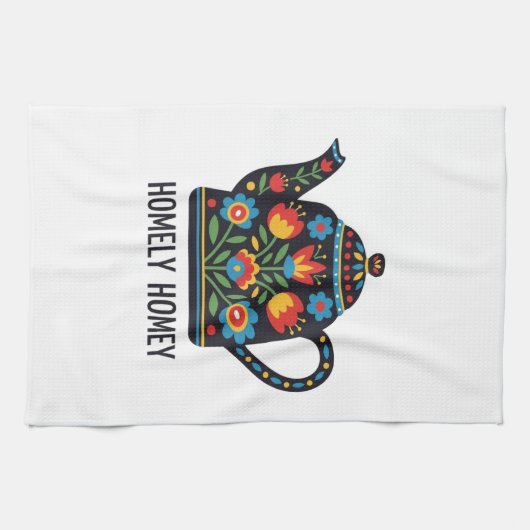 Gemütliches Zuhause-Teekessel-Design Geschirrtuch (Horizontal)