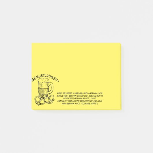 "Gemütlichkeit" Post-it Klebezettel (Vorderseite)