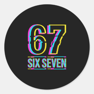 Gen Alpha Six Seven 6 7 Meme Runder Aufkleber