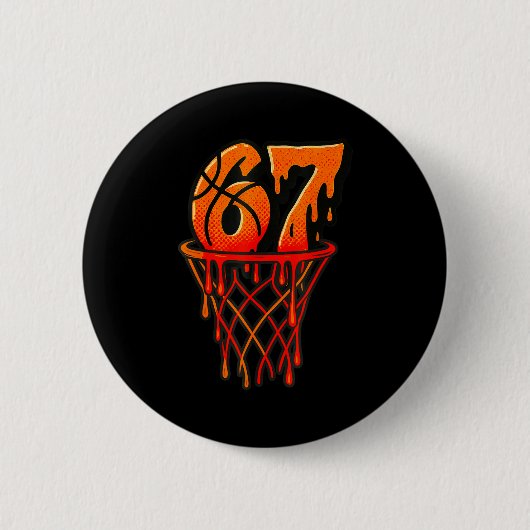 Gen Alpha Slang Kids 67 Basketball Ice Cream Drip Button (Vorderseite)