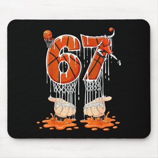 Gen Alpha Slang Kids 67 Basketball Ice Cream Drip Mousepad (Vorne)