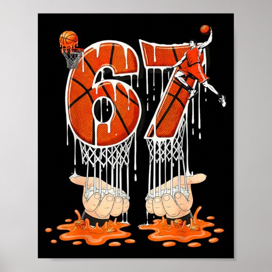 Gen Alpha Slang Kids 67 Basketball Ice Cream Drip  Poster (Vorne)