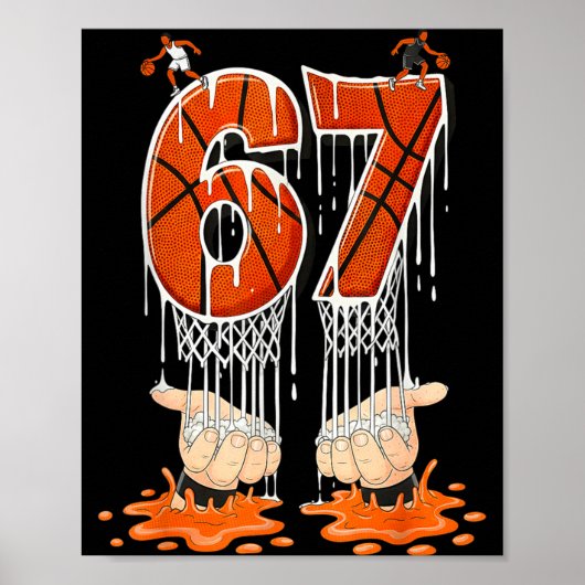 Gen Alpha Slang Kids 67 Basketball Ice Cream Drip  Poster (Vorne)