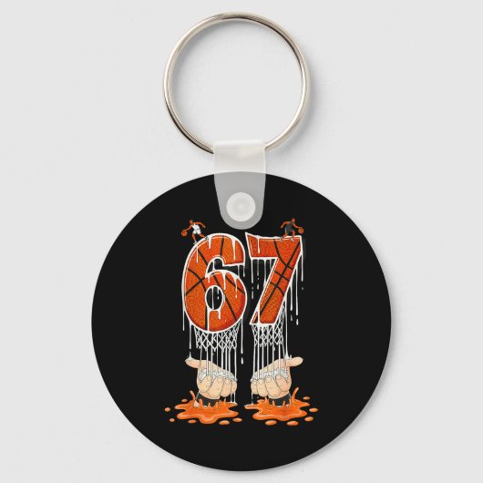 Gen Alpha Slang Kids 67 Basketball Ice Cream Drip  Schlüsselanhänger (Vorderseite)