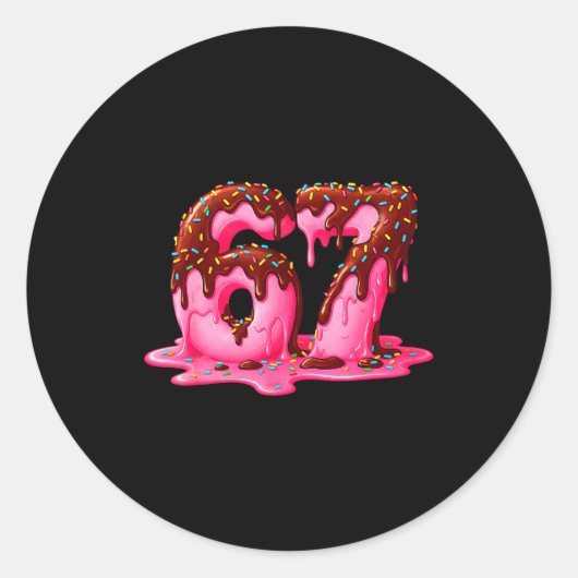 Gen Alpha Slang Kids 67 Ice Cream Drip Six Seven  Runder Aufkleber (Vorderseite)