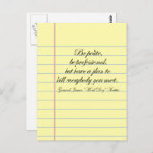 Gen. "Mad Dog" Mattis "Be Polie" Quote Post Card Postkarte (Vorne/Hinten)