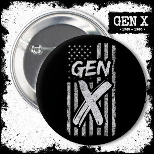Gen X Gen Xer Generation X American Flag Gen X Button