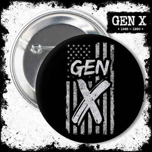 Gen X Gen Xer Generation X American Flag Gen X Button