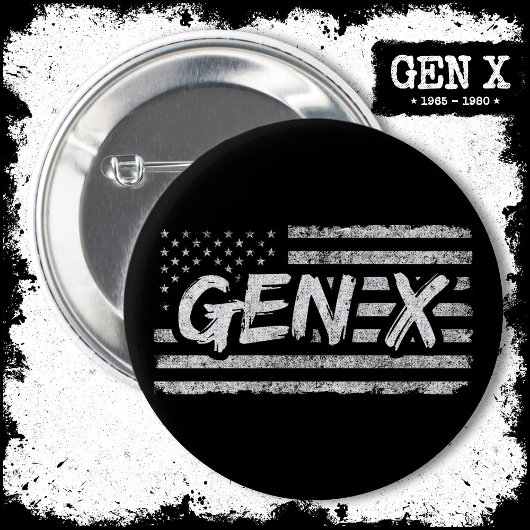 Gen X Gen Xer Generation X American Flag Gen X Button