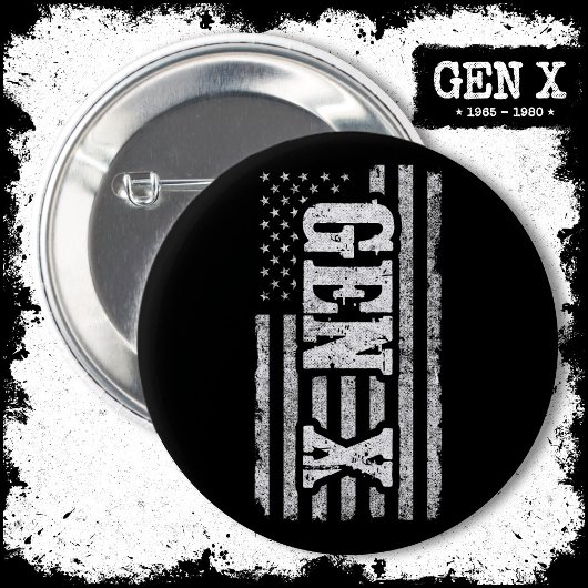 Gen X Gen Xer Generation X American Flag Gen X Button