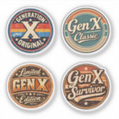 Gen X Retro Sticker Set – Vintage Generation X (Vorderseite)