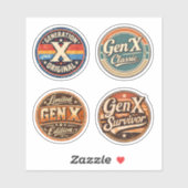 Gen X Retro Sticker Set – Vintage Generation X (Blatt)