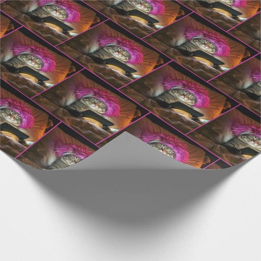 Gen Z Cat Staring eine elektronische Tablette im B Geschenkpapier (Ecke)